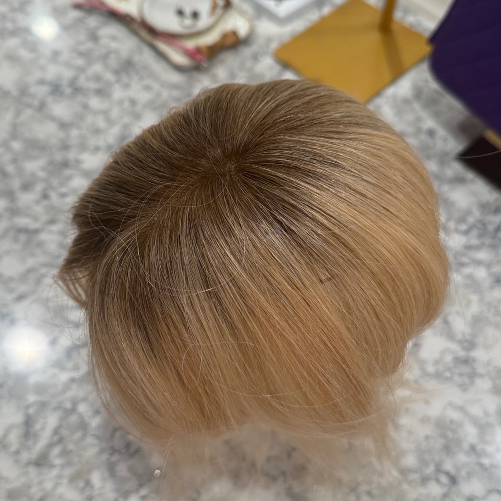 Blonde Layered Womens remy human hair topper - Natural Light Blonde - Picture 5 of 7